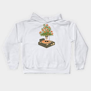 Floral Record Player Kids Hoodie